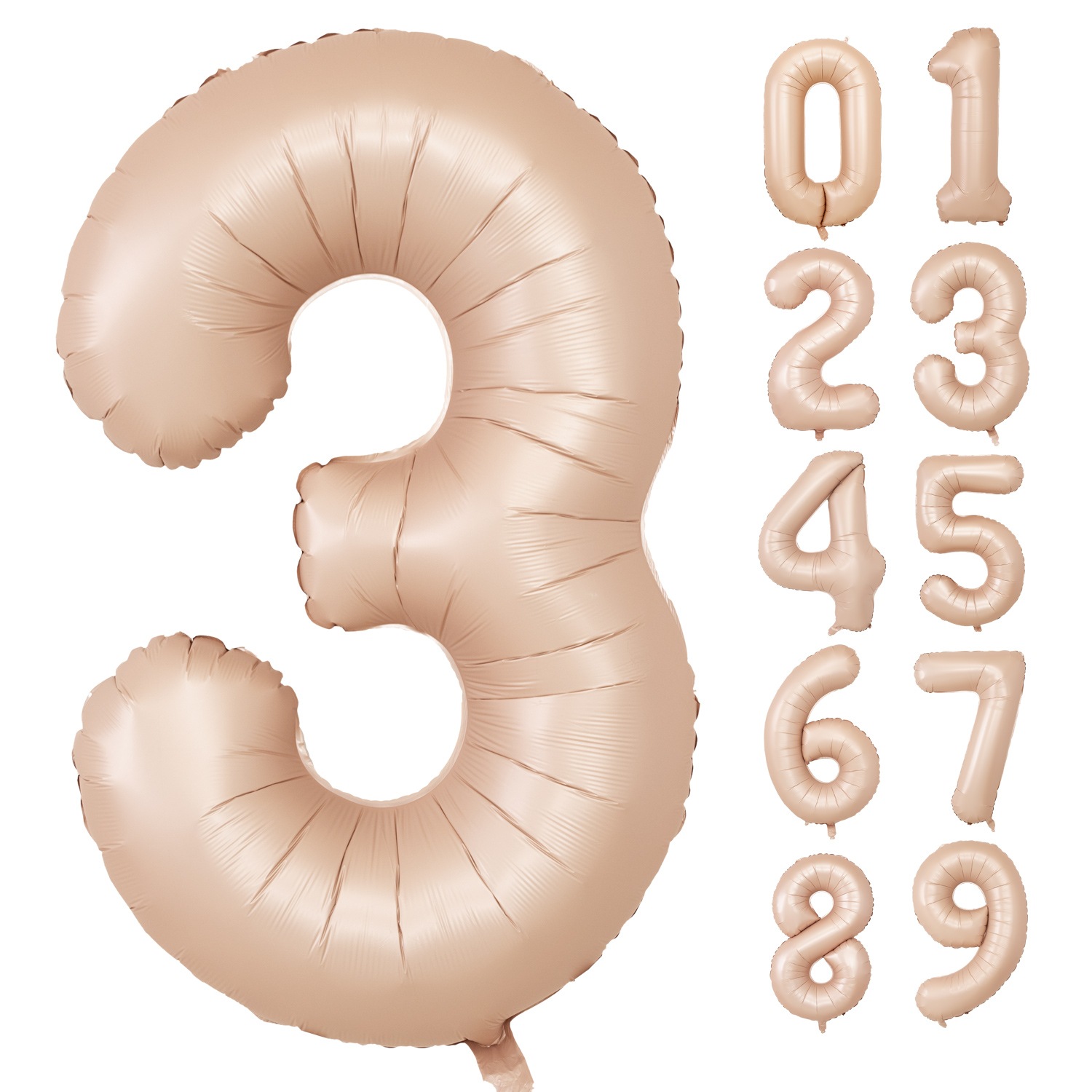 数字バルーン マットカラー アイボリー ピンク 大きい 誕生日バルーン 飾り付け 風船 約100cm バースデーバルーン