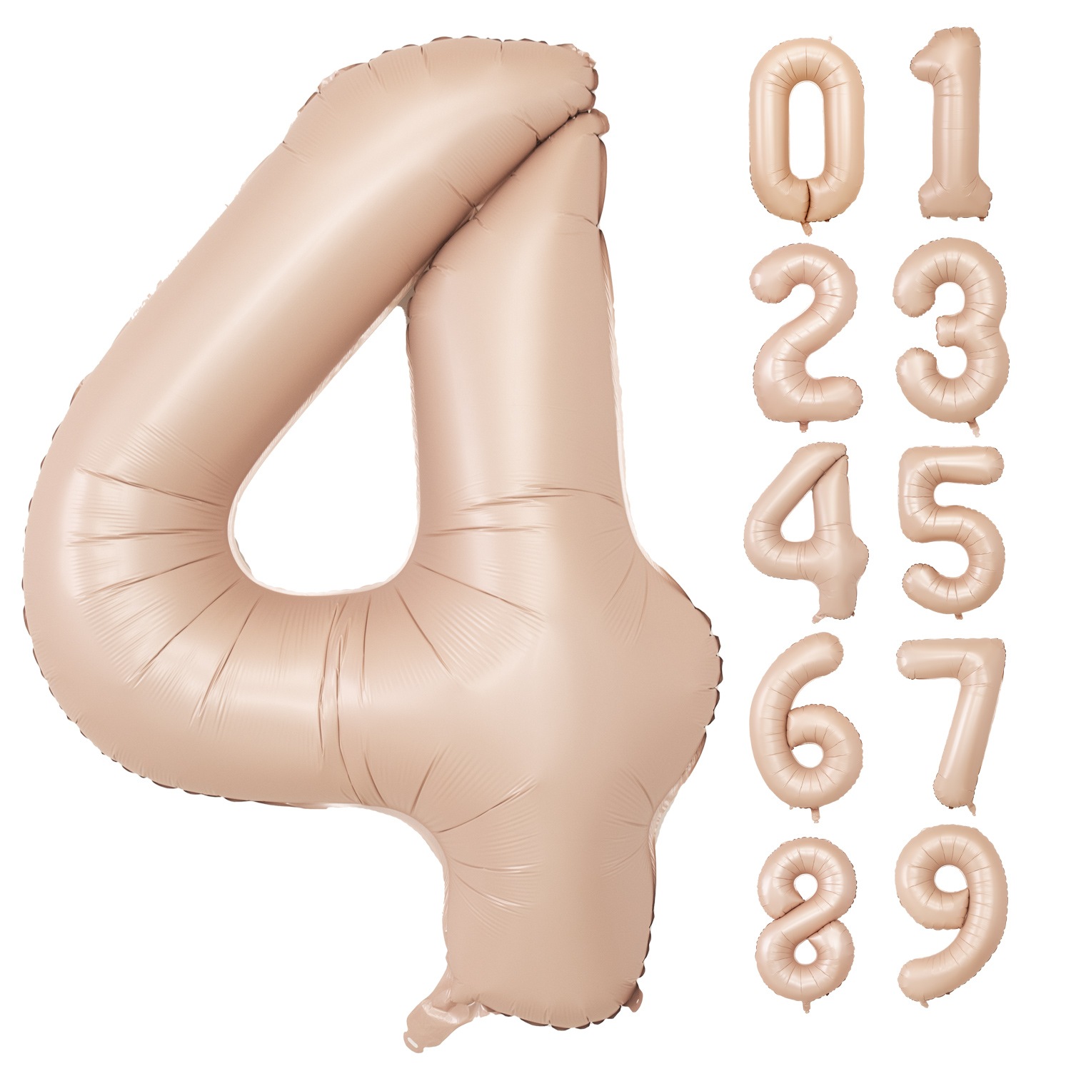 数字バルーン マットカラー アイボリー ピンク 大きい 誕生日バルーン 飾り付け 風船 約100cm バースデーバルーン