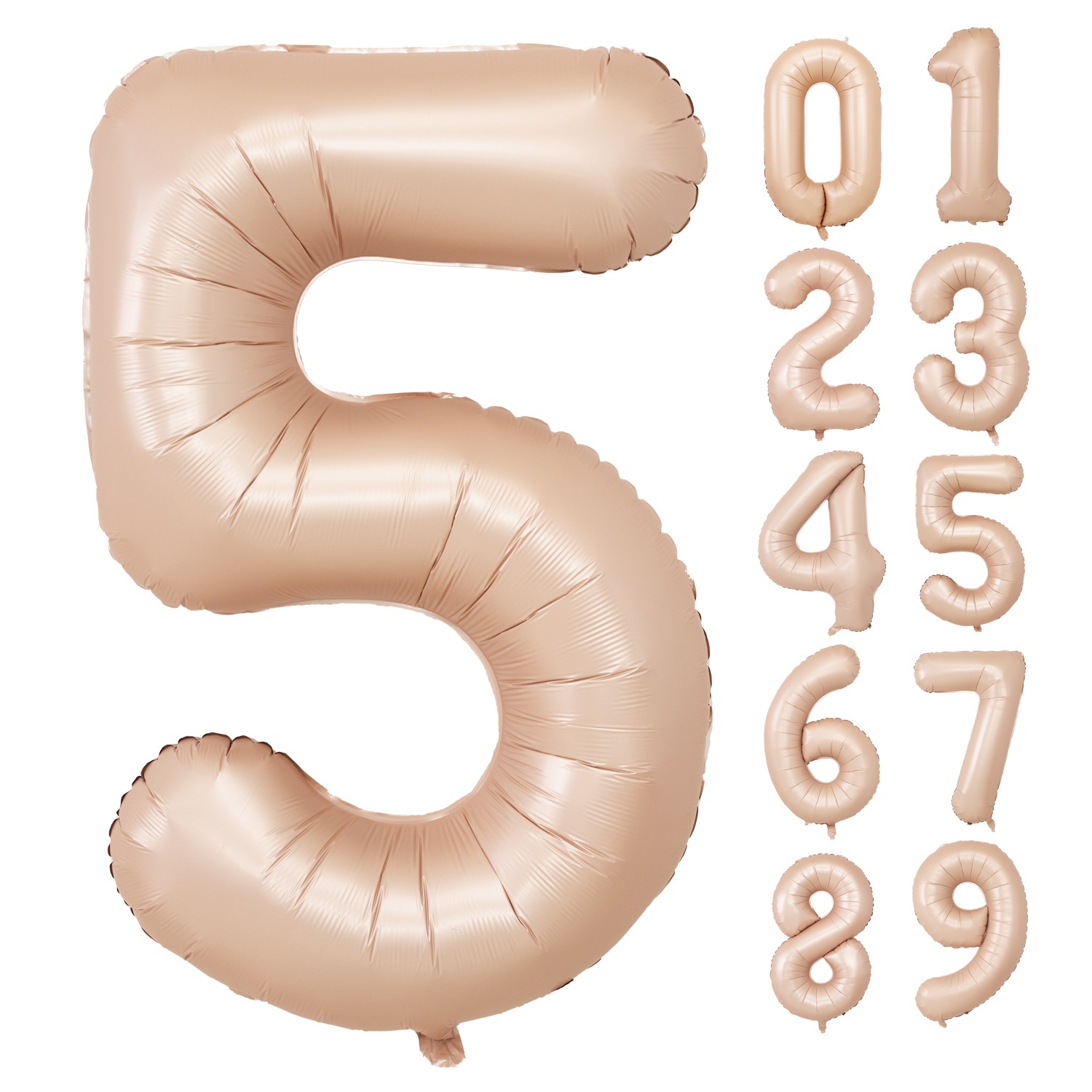 数字バルーン マットカラー アイボリー ピンク 大きい 誕生日バルーン 飾り付け 風船 約100cm バースデーバルーン