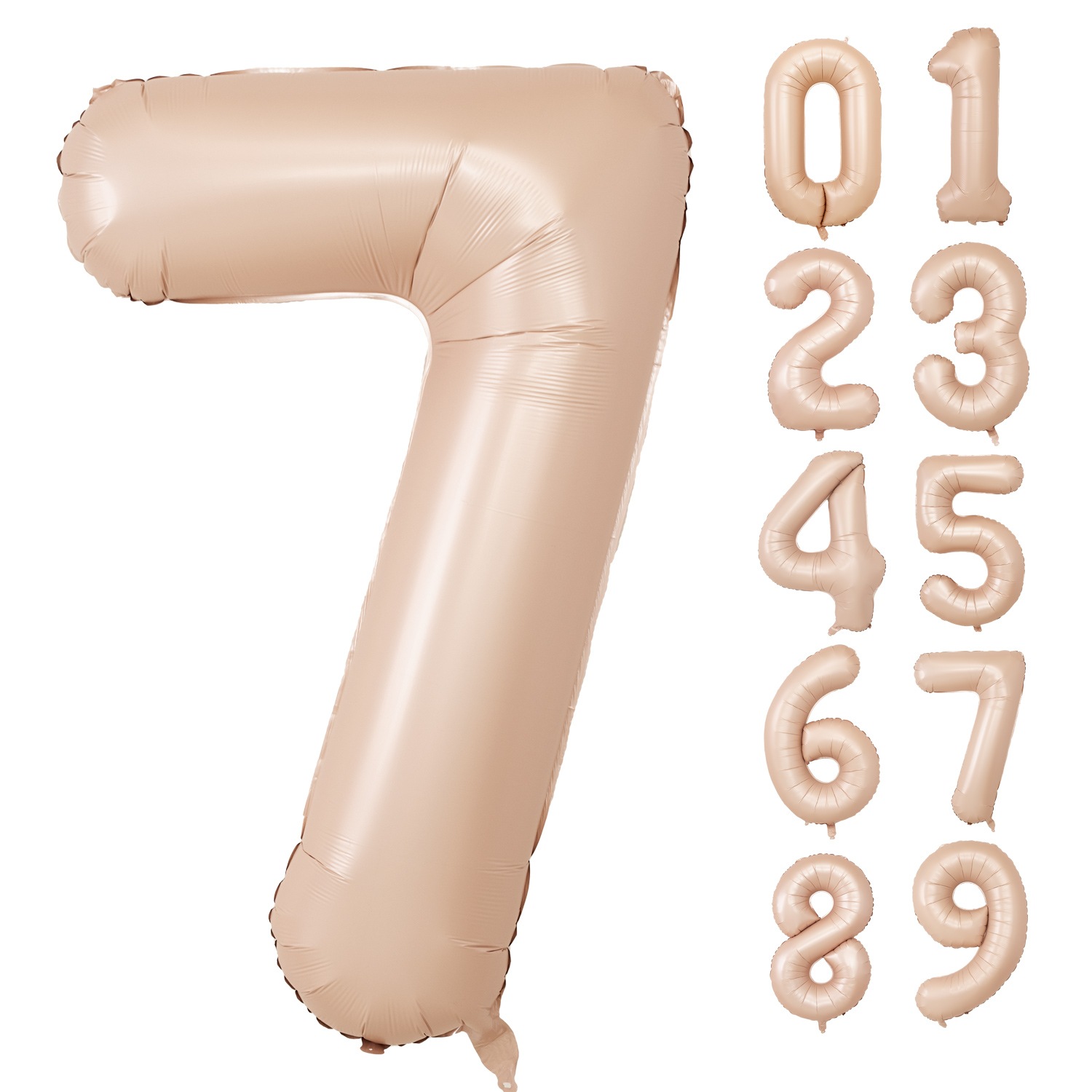 数字バルーン マットカラー アイボリー ピンク 大きい 誕生日バルーン 飾り付け 風船 約100cm バースデーバルーン