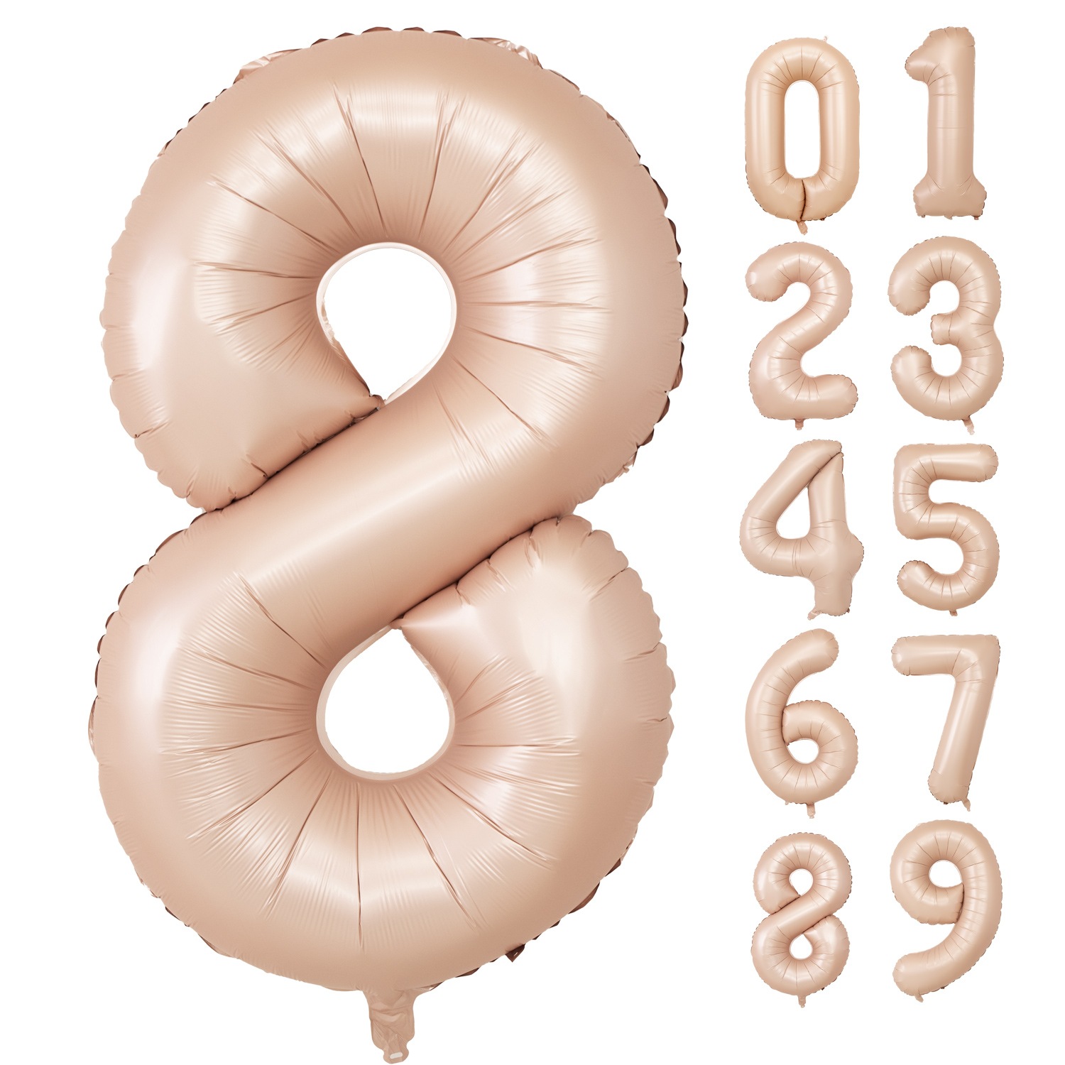 数字バルーン マットカラー アイボリー ピンク 大きい 誕生日バルーン 飾り付け 風船 約100cm バースデーバルーン