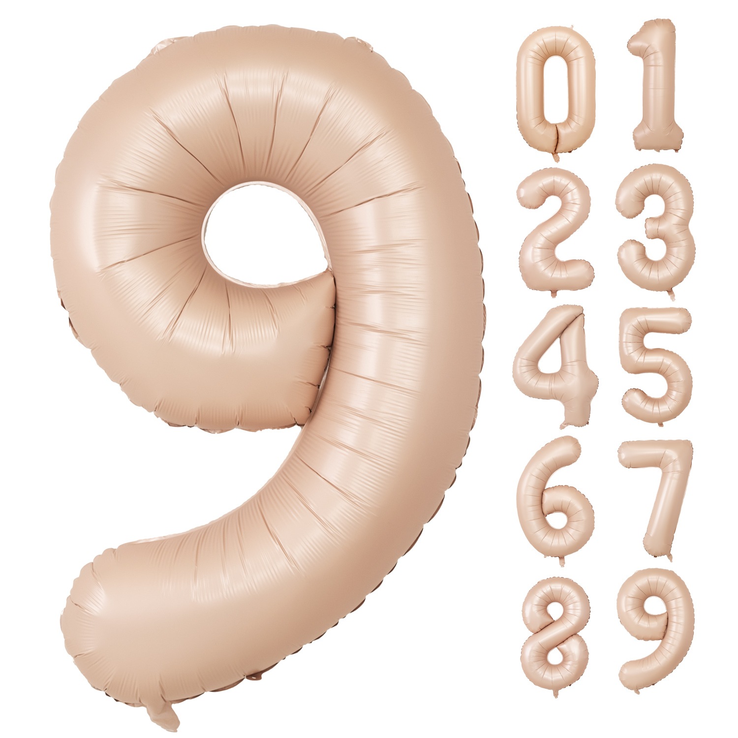 数字バルーン マットカラー アイボリー ピンク 大きい 誕生日バルーン 飾り付け 風船 約100cm バースデーバルーン