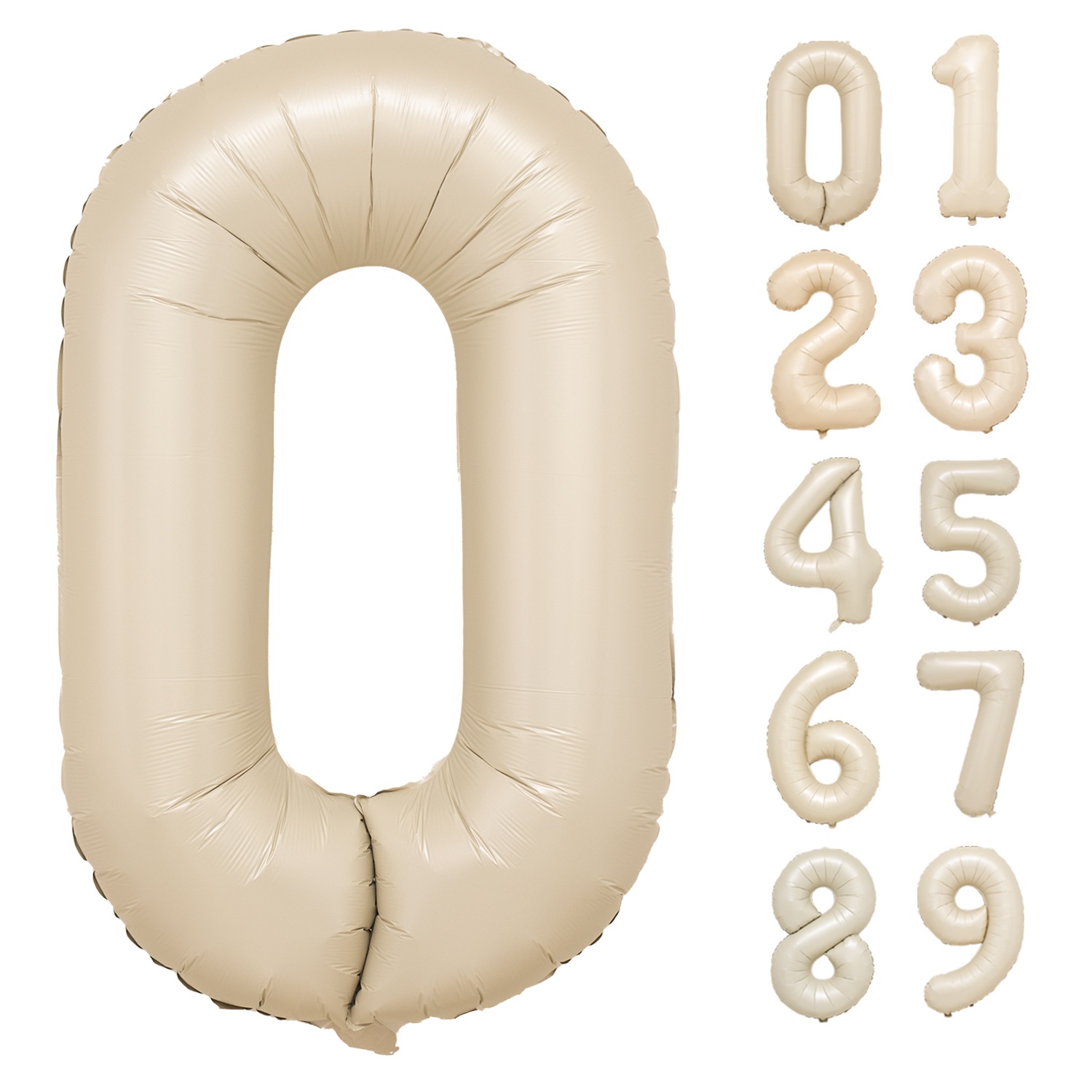 数字バルーン マットカラー アイボリー ピンク 大きい 誕生日バルーン 飾り付け 風船 約100cm バースデーバルーン