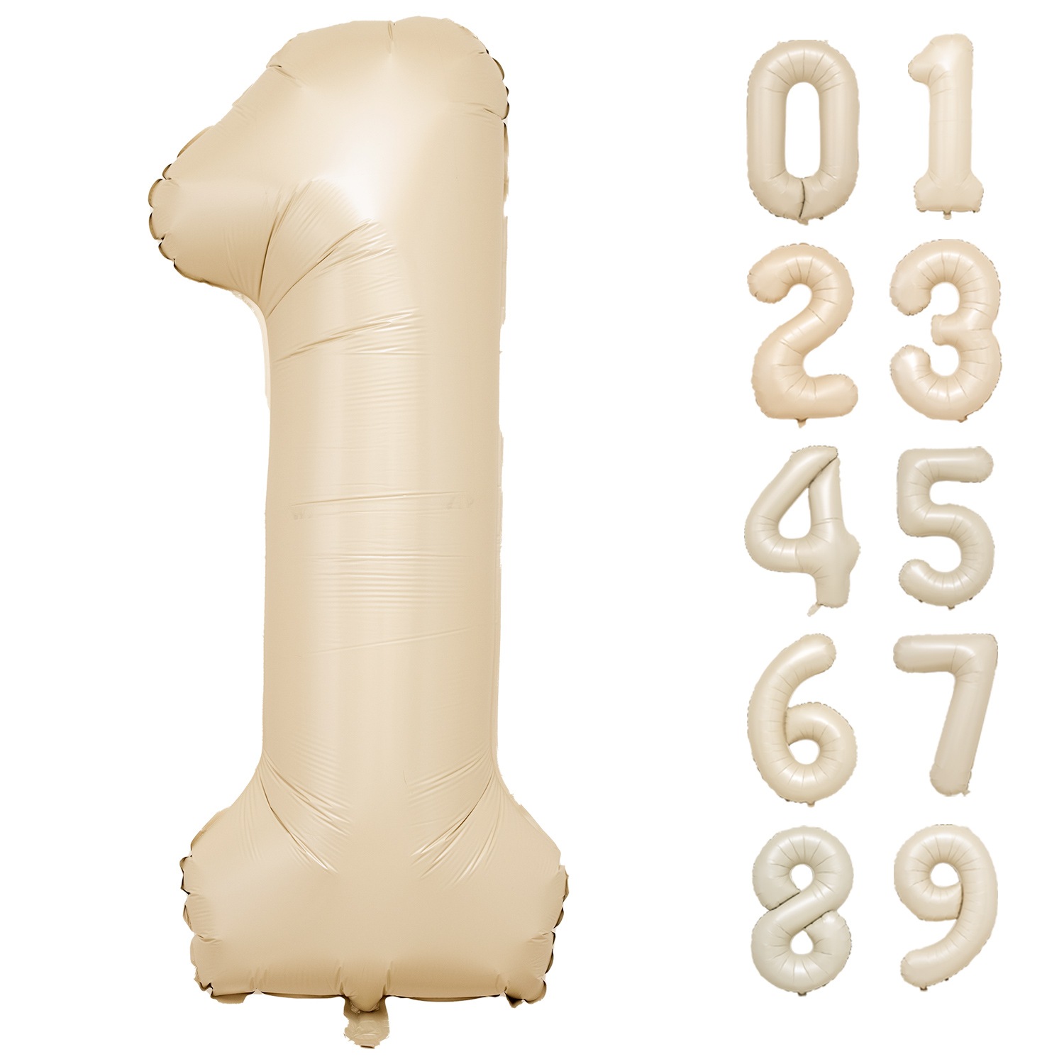 数字バルーン マットカラー アイボリー ピンク 大きい 誕生日バルーン 飾り付け 風船 約100cm バースデーバルーン