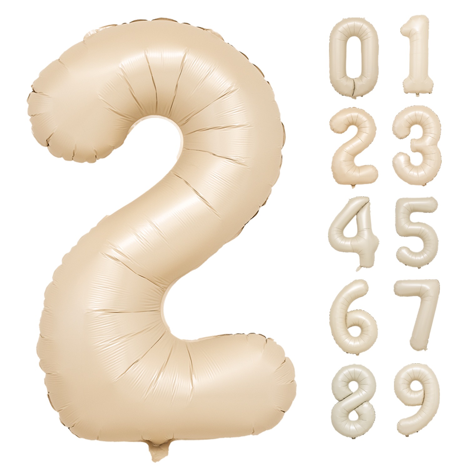 数字バルーン マットカラー アイボリー ピンク 大きい 誕生日バルーン 飾り付け 風船 約100cm バースデーバルーン