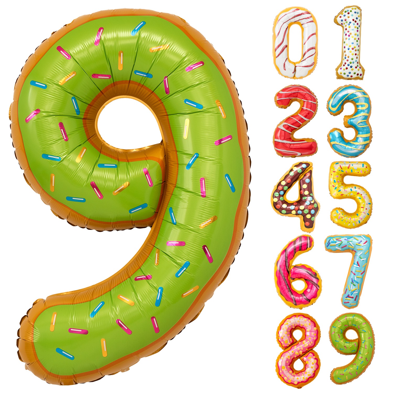 おかしのような数字バルーン 誕生日 大きなバルーン 約90cm