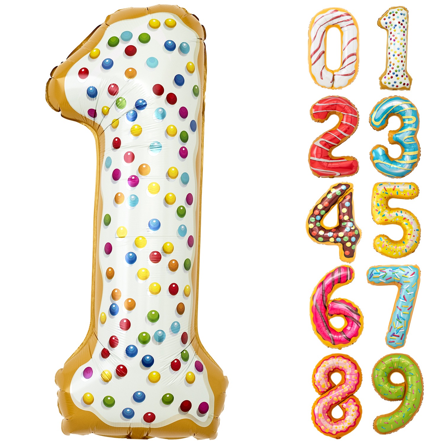 おかしのような数字バルーン 誕生日 大きなバルーン 約90cm