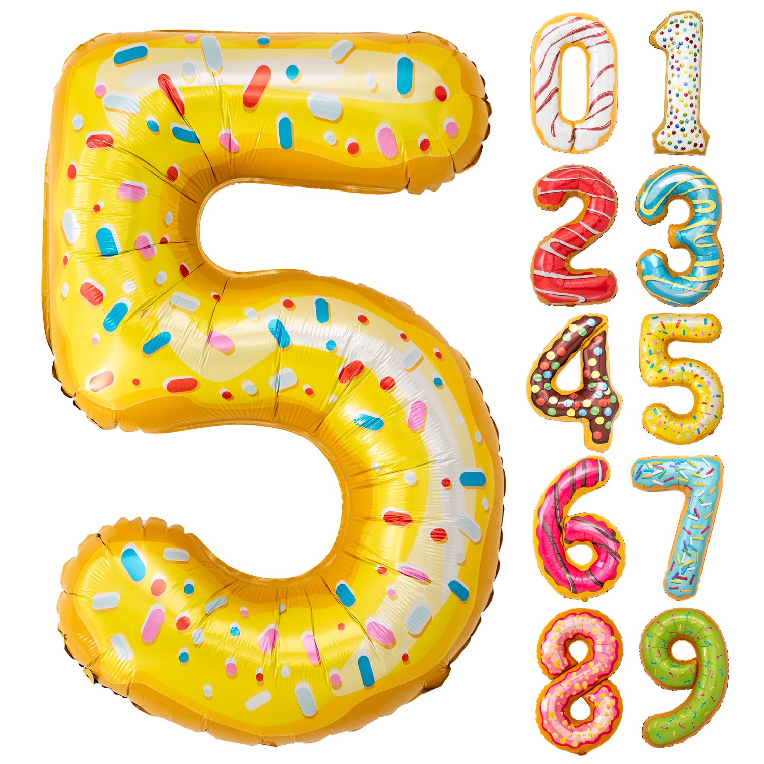 おかしのような数字バルーン 誕生日 大きなバルーン 約90cm