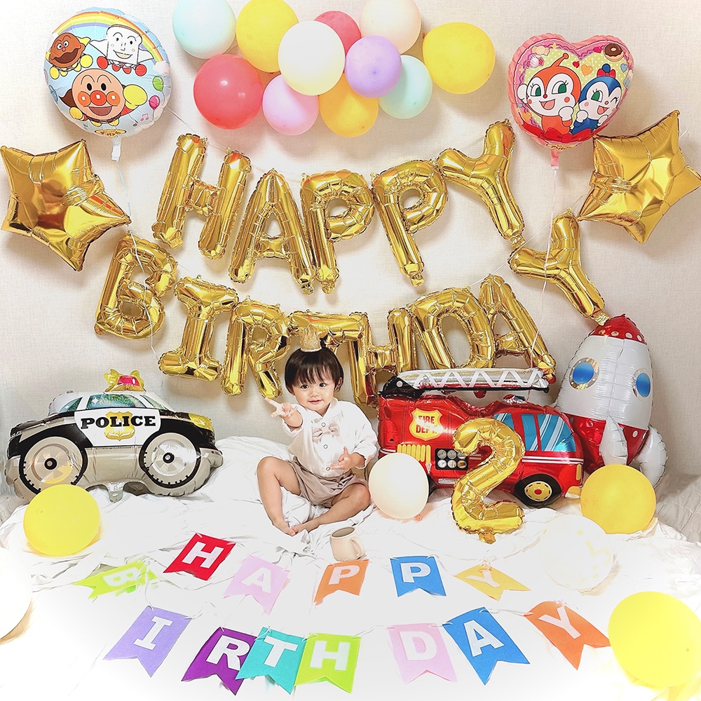 大好きがいっぱい！よくばりバースデーバルーン アンパンマン おうちスタジオ おうちフォトブース バースデーフォト お誕生日フォト