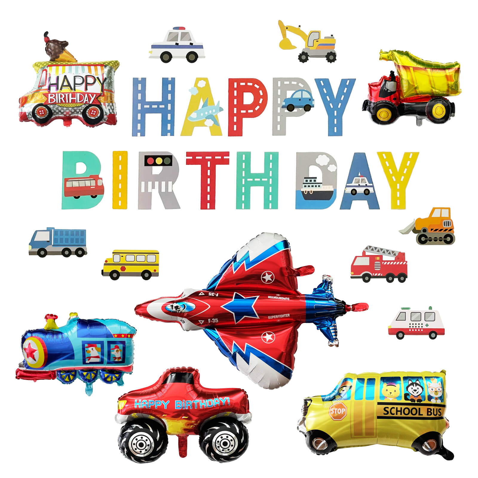 【メール便送料無料】 乗り物バルーンセット 第2弾 車 バルーン 誕生日 ダンプカー ジェット機 バースデー デコレーション 風船 おうちスタジオ おうちフォトブース バースデーフォト お誕生日フォト