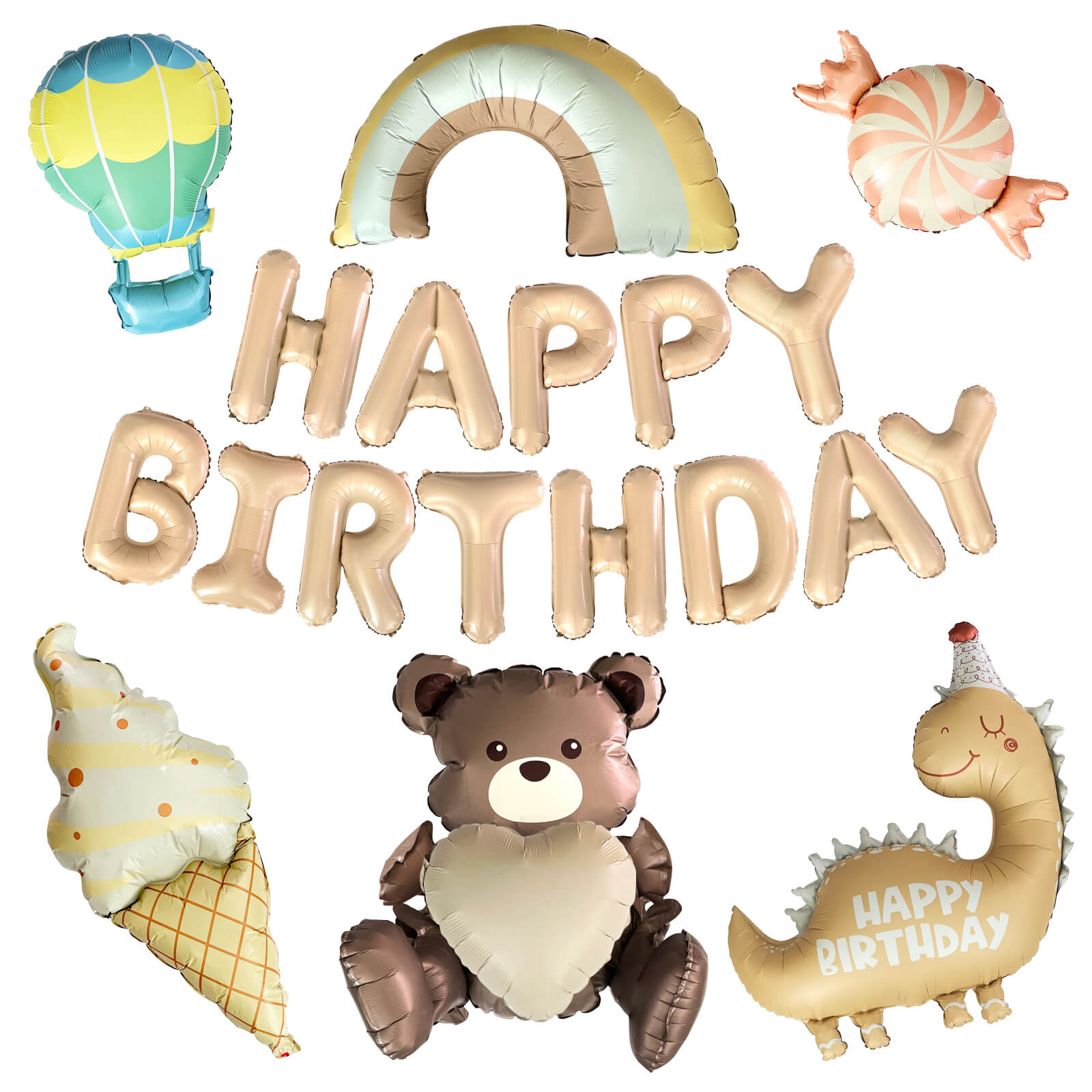 【メール便送料無料】バースデーバルーン おすわりくまさんセット くすみカラー お誕生日 誕生日バルーン おうちスタジオ おうちフォトブース バースデーフォト お誕生日フォト