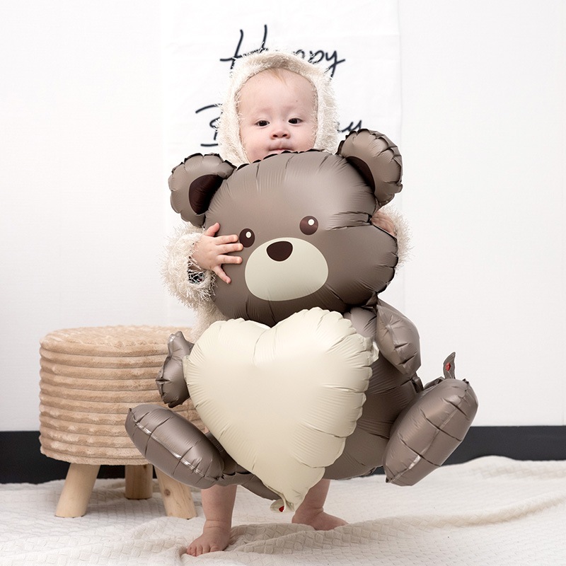 【メール便送料無料】バースデーバルーン おすわりくまさんセット くすみカラー お誕生日 誕生日バルーン おうちスタジオ おうちフォトブース バースデーフォト お誕生日フォト