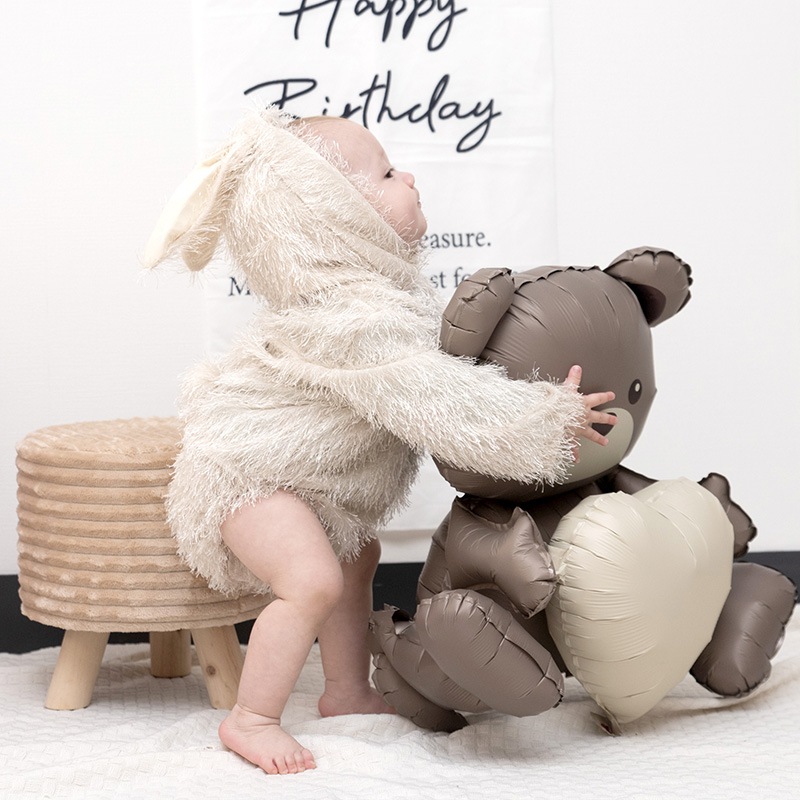 【メール便送料無料】バースデーバルーン おすわりくまさんセット くすみカラー お誕生日 誕生日バルーン おうちスタジオ おうちフォトブース バースデーフォト お誕生日フォト