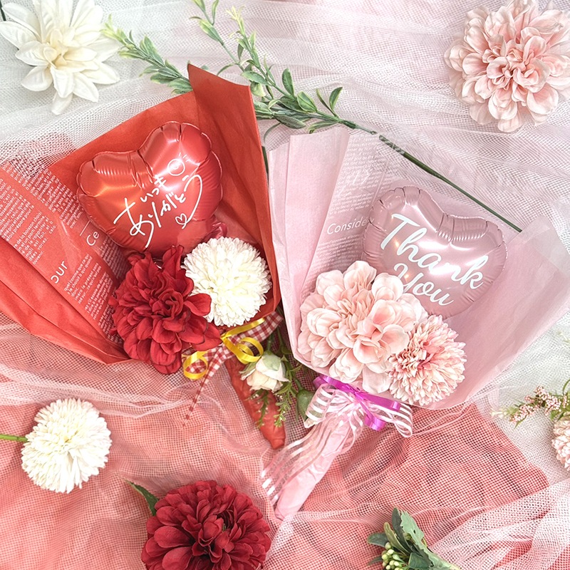 ギフト プチブーケ ミニブーケ バルーン ブーケ ハート ありがとう 感謝 造花 アーティフィシャルフラワー