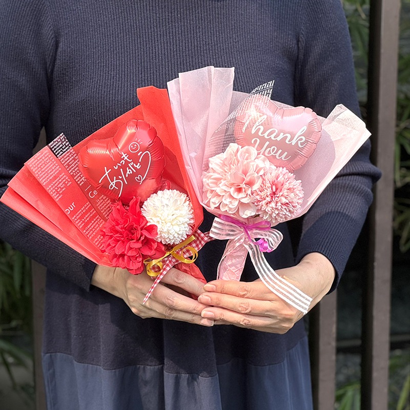 ギフト プチブーケ ミニブーケ バルーン ブーケ ハート ありがとう 感謝 造花 アーティフィシャルフラワー