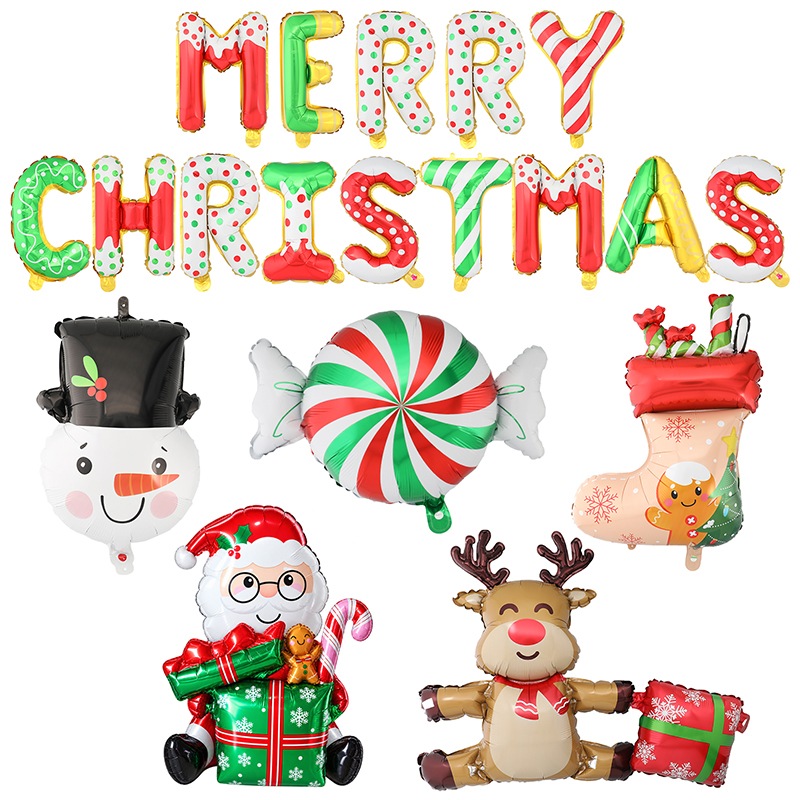 【メール便送料無料】バルーン クリスマス セット MERRY CHRISTMAS 飾り付け かわいい サンタ トナカイ 雪だるま キャンディー パーティー デコレーション 風船 男の子 女の子 おうち スタジオ