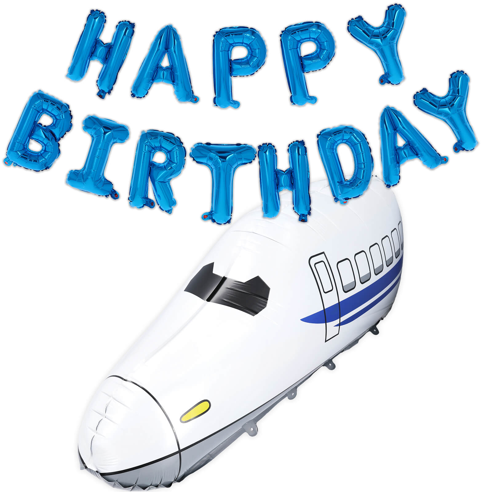 【メール便送料無料】 超特急 ＋ HAPPY BIRTHDAY 文字バルーン セット 自立型 アルミ素材 列車 バルーン 新幹線 特急 エクスプレス