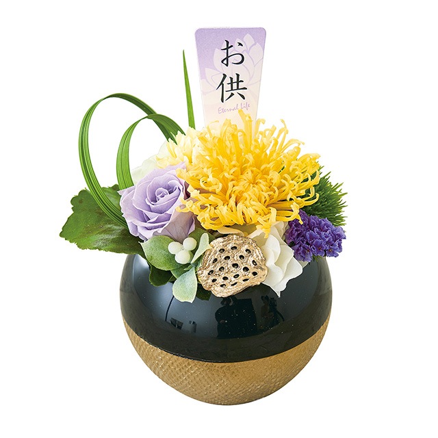 お供 花 プリザーブドフラワー 蕾華 らいか W13 X D12 X H18 クリアケース付 送料無料 東京堂 お盆 新盆 お彼岸 お悔み プレゼント 種類で選ぶ プリザーブドフラワー お供え お悔やみ 花とワインギフト銀座東京フラワー