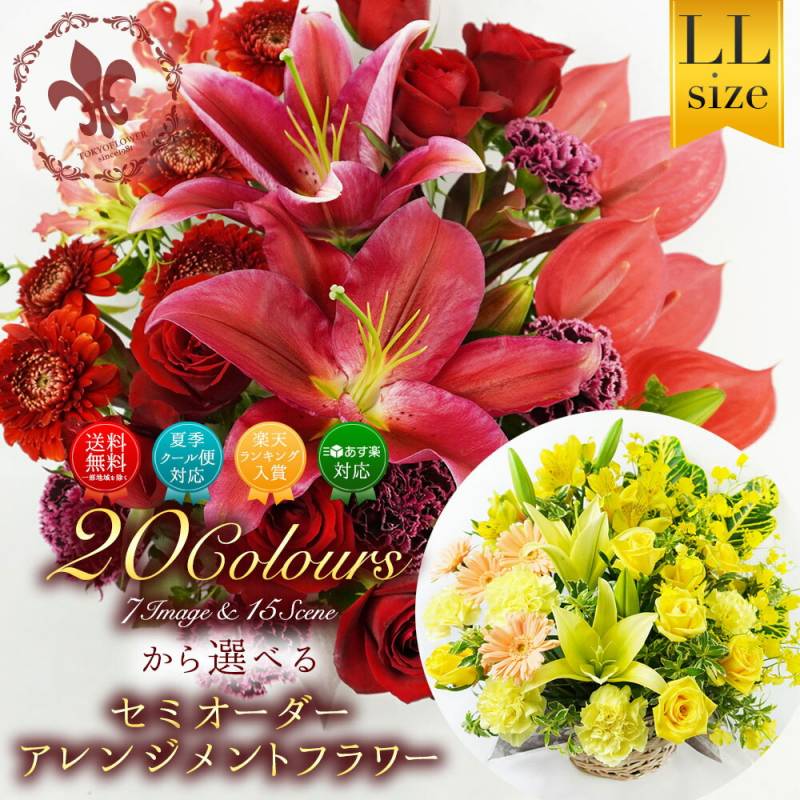 アレンジメントフラワー LL 高さ 約50cm 横幅 約50cm 生花 ブーケ 花束 おまかせ アレンジメント 花 お供え 供花 プレゼント ギフト 画像送信 送料無料 あす楽13時まで 沖縄配送不可 お祝い 結婚 出産 退職 誕生日 還暦 古希 喜寿 傘寿 卒寿 白寿 百寿 お中元 手土産