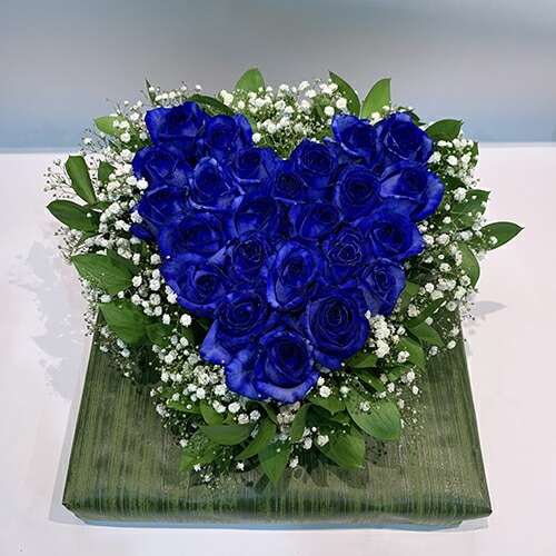 青いバラハートブルー（青バラ/青いバラ/ブルーローズ）送料無料【店頭受取対応商品】プレゼントバレインタイン