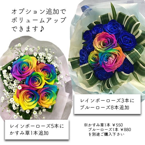 あす楽13時迄土日出荷選べる本数レインボーローズ花束虹薔薇花束贈り物お返し【1本よりご注文承ります】花の配送レインボーローズプレゼントギフト誕生日結婚記念日50本60本108本100本クリスマス成人式バレンタイン本数指定