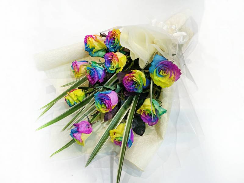 エンゼルフラワーNo.12　レインボーローズ 花束 インテリア ギフト 贈答 プレゼント クール便選択可能