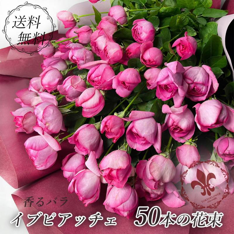 香るバラ イブピアッチェ 50本の花束 咲早 強香 デリケートローズ 受注後の採花 お届けまで要7日以上 お祝い お中元 記念日 ギフト 税込 還暦 プロポーズ 誕生日 卒業 退職 クール便選択可能