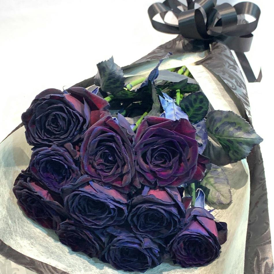 黒い バラ 10本の花束 ブラックローズ 薔薇 黒 花束 プレゼント 花言葉