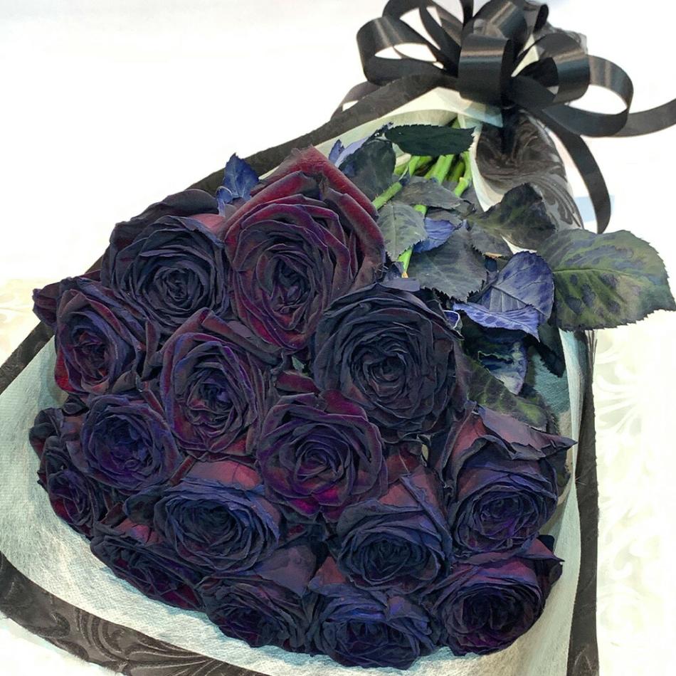 黒い バラ 15本の花束 ブラックローズ 薔薇 黒 花束 プレゼント 花言葉