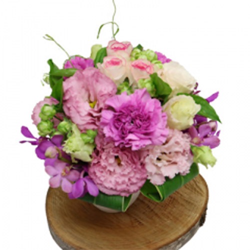 アレンジメント Loulou ピンク 白 紫 ギフト 誕生日 バラ フラワー 別途送料 生花 結婚祝い 結婚記念日 プレゼント クール便選択可能