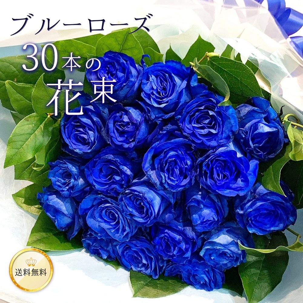 青バラ30本の花束 送料込 プレゼント お祝い 記念日 ギフト 税込 還暦 プロポーズ 誕生日 卒業 退職【生花】