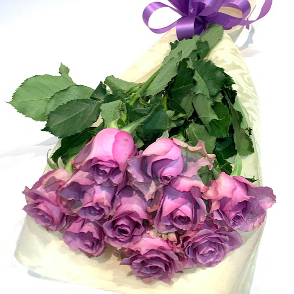 紫バラ10本の花束 生花 ムラサキバラ 東京銀座クオリティ 送料無料 紫色 バラ 薔薇 ばら 花束 お祝い 誕生日 記念日 入学 母の日 父の日 プレゼント プロポーズ 結婚 退職 還暦 長寿 米寿 古希 喜寿 金婚式 ガラスの仮面 長寿祝い クール便選択可能