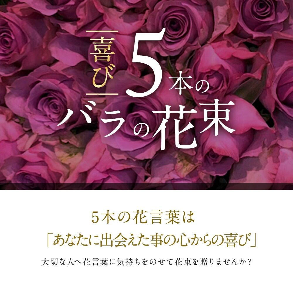 紫バラ5本の花束 生花 ムラサキバラ 東京銀座クオリティ 送料無料 送料込み 紫色 バラ 薔薇 ばら 花束 お祝い 誕生日 記念日 ホワイトデー 卒業式 入学 プレゼント ギフト プロポーズ 結婚 退職 還暦 長寿 米寿 古希 喜寿 金婚式 クール便選択可能