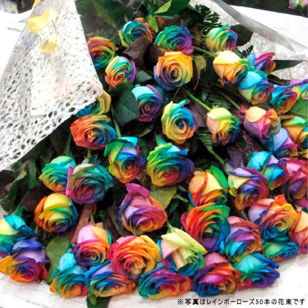 レインボーローズ 虹色のバラ 1本よりご注文 送料別 4本以上で送料無料 花束 生花 バラ 虹薔薇 花束 41 60 108本 選べる本数 ホワイトデー 卒業式 入学 プレゼント ギフト 誕生日 結婚 記念日 お祝い 還暦 在庫本数によりお手配できない場合あり