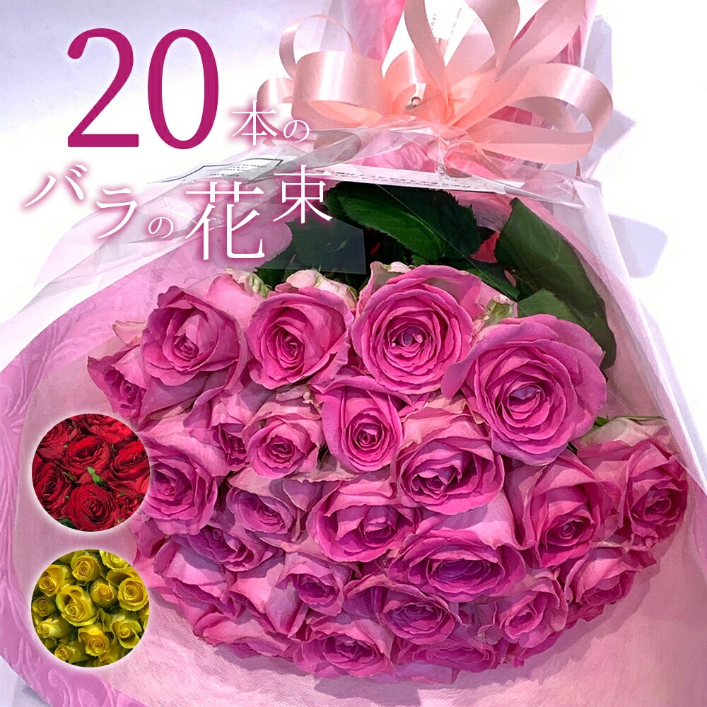 バラ20本の花束 色が選べる レッド イエロー ピンク 薔薇 季節の花束 送料無料 送料込み 土日も出荷 プレゼント 生花 お祝い お中元 記念日 ギフト 税込 還暦 プロポーズ ホワイトデー 卒業式 入学 誕生日 卒業 退職 妻 奥さん 嫁 母 ママ クール便選択可能