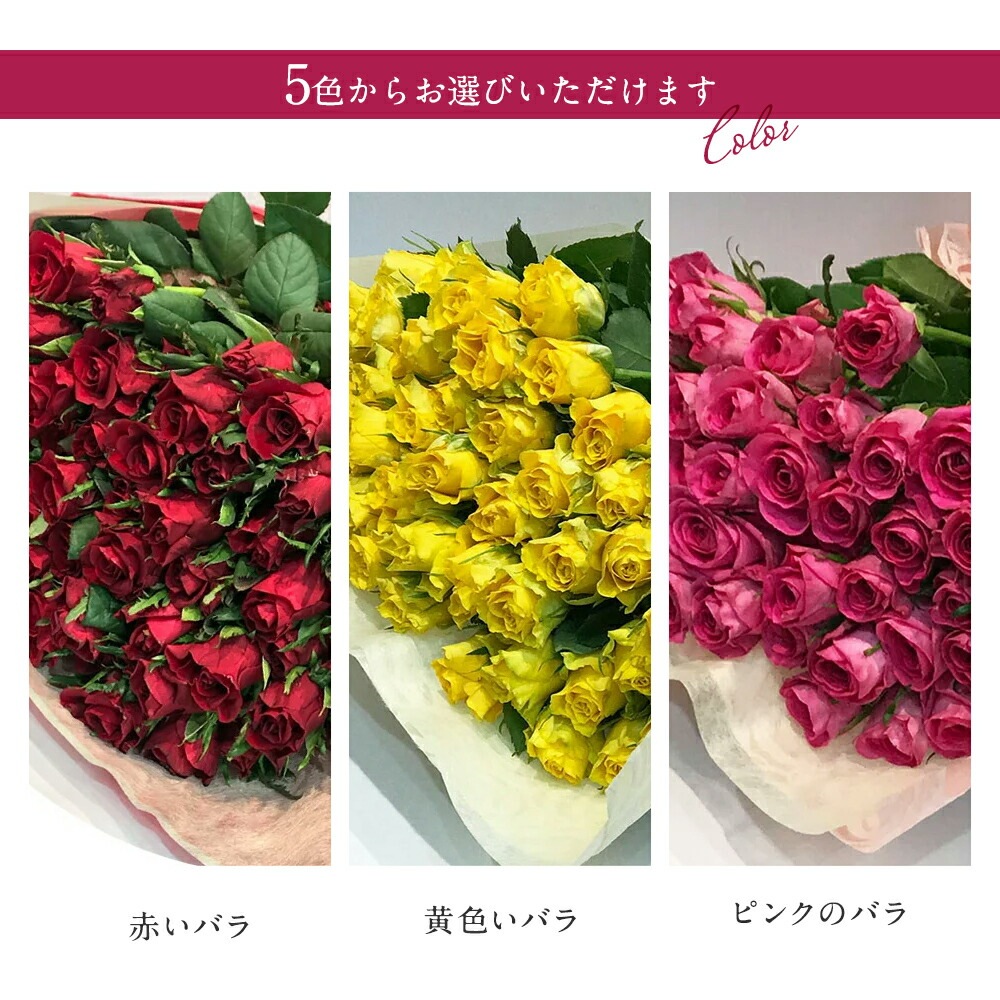 バラ40本の花束 色が選べる レッド イエロー ピンク 薔薇 季節の花束 送料無料 送料込み 土日も出荷 ホワイトデー 卒業式 入学 プレゼント 生花 お祝い お中元 記念日 ギフト 税込 還暦 プロポーズ 誕生日 卒業 退職 妻 奥さん 嫁 母 ママ クール便選択可能