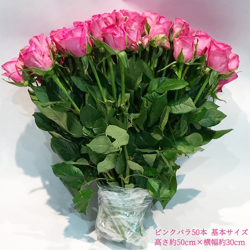 ピンクバラ50本の花束 送料無料 バラ 花束 50本 ピンク 桃色 薔薇 ブーケ 生花 入学 母の日 父の日 プレゼント ギフト お祝い 記念日 フラワー プロポーズ 結婚祝い 誕生日 退職 還暦 永遠 土日も出荷 クール便選択可能