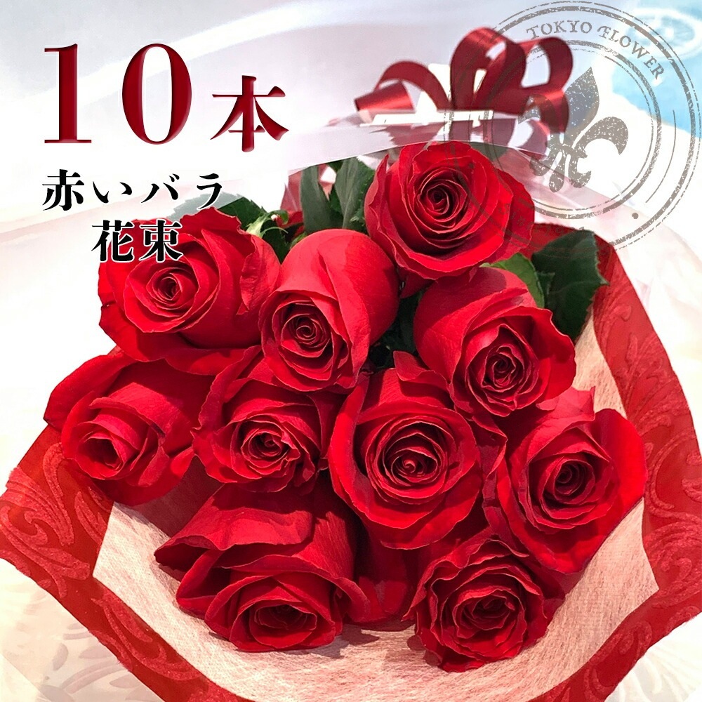 赤バラ10本の花束 銀座の赤バラ 花束 記念日 プレゼント 銀座 送料無料