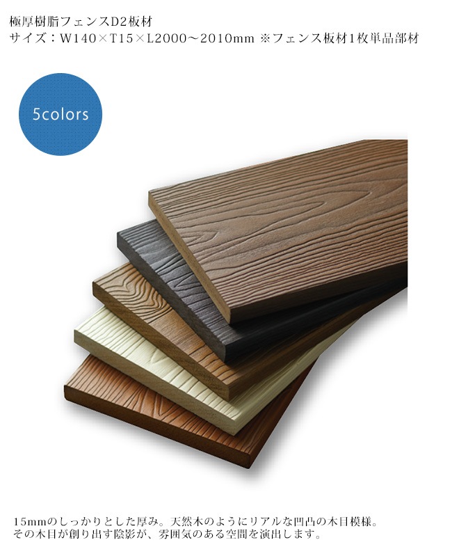 在庫限り特別価格】【高級フェンス】極厚樹脂フェンス（D2） L2000