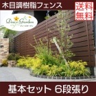 木目調樹脂フェンス/アルファウッド 横張りタイプ（幅120mm）【基本セット（長さ2m）】6段張り|ディーズガーデン アルファウッド 横張りタイプ|フェンス