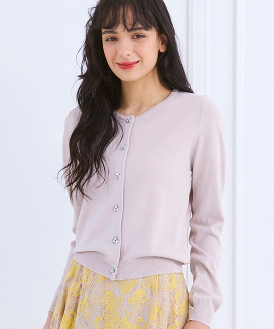 極美品 クルチアーニ カシミア ニット クルーネック カーディガン ビジュー 極美品 クルチアーニ カシミア ニット クルーネック カーディガン