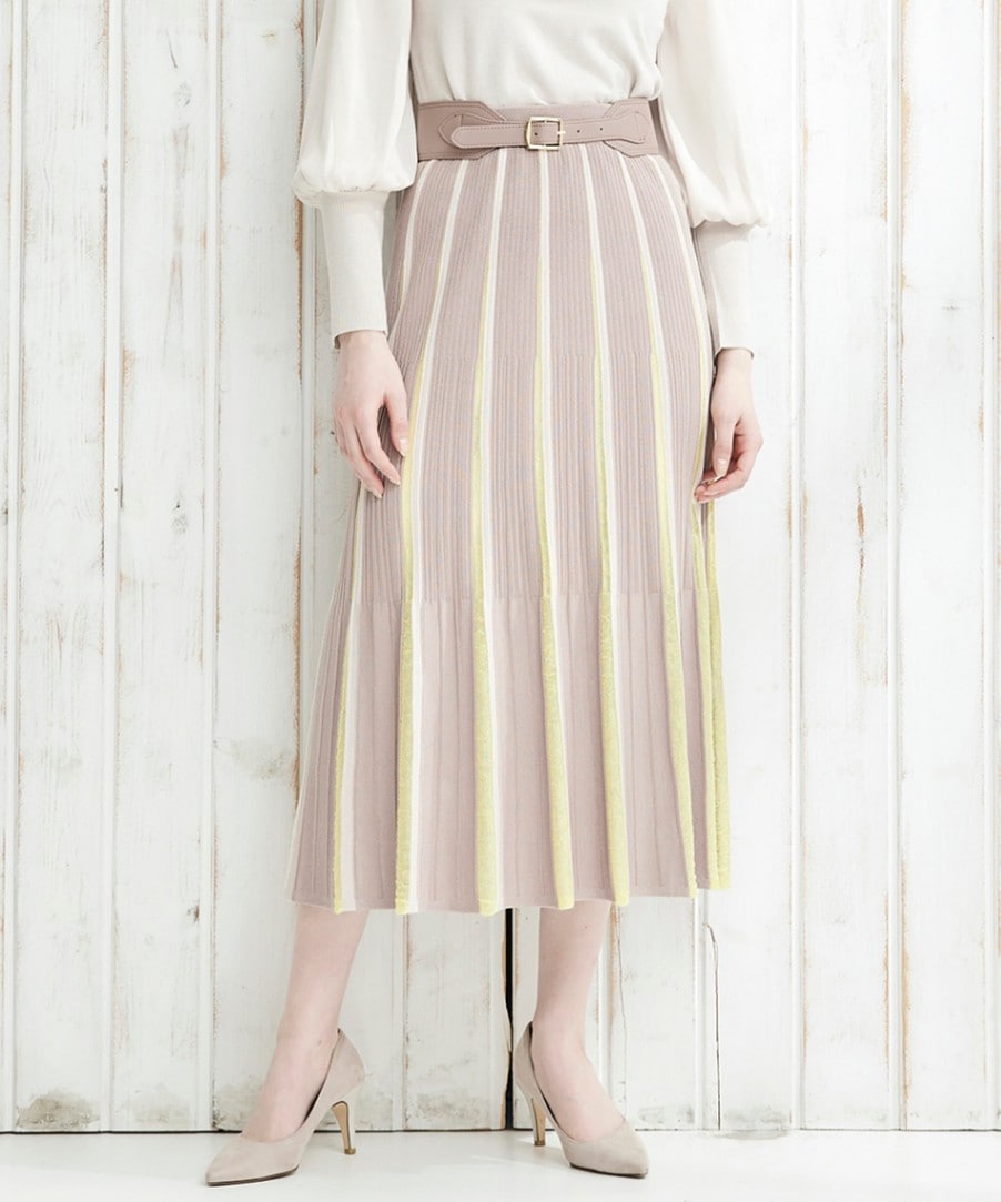 SALE】配色プリーツフレアニットスカート - 12Twelve Agenda