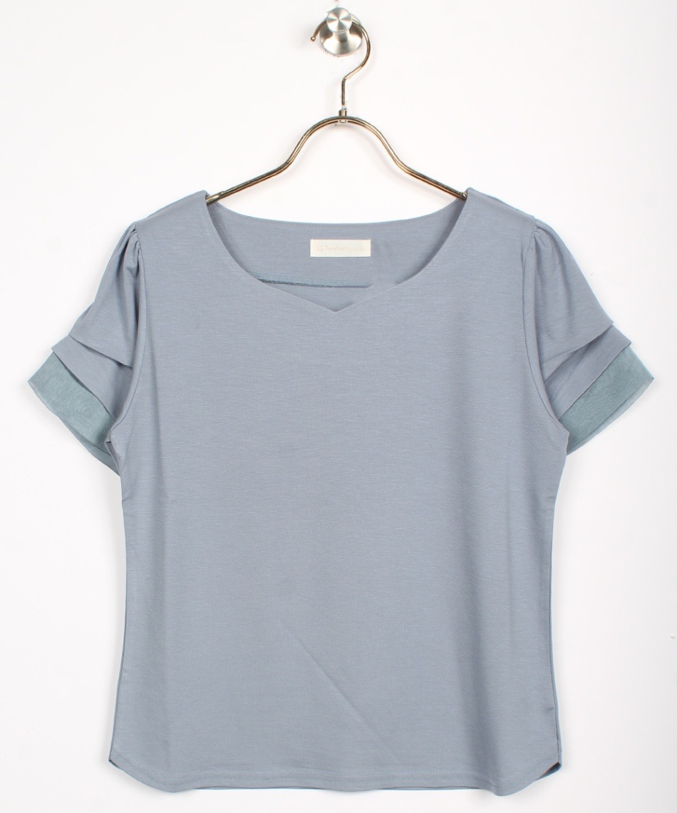 tシャツ ハートネック異素材タックスリーブカットソープルオーバー レディース 16_000000011605.jpg?1720162492