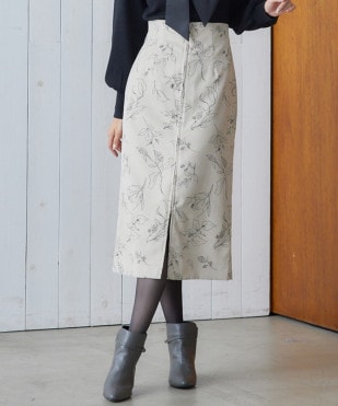 トゥエルブアジェンダ　モノトーン小花柄ロングワンピース モノトーン小花柄ロングワンピース - 12Twelve Agenda