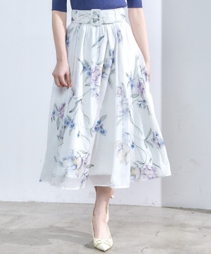 SALE】水彩花柄プリーツ切替スカート - 12Twelve Agenda(トゥエルブ