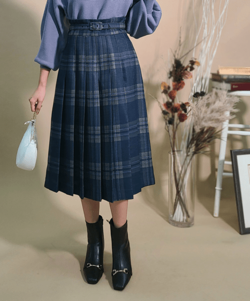 SALE】チェック柄プリーツフレアスカート - 12Twelve Agenda