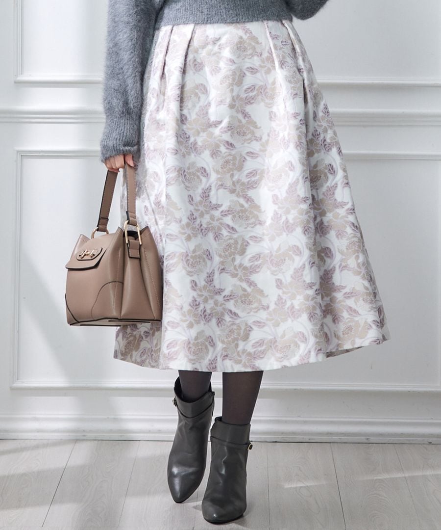 SALE】花柄ジャガードタックフレアスカート - 12Twelve Agenda