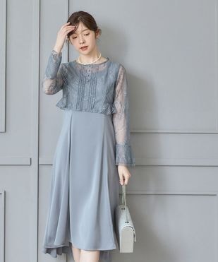 SALE】プチハイネックスカラレース半袖ボレロブラウス - 12Twelve