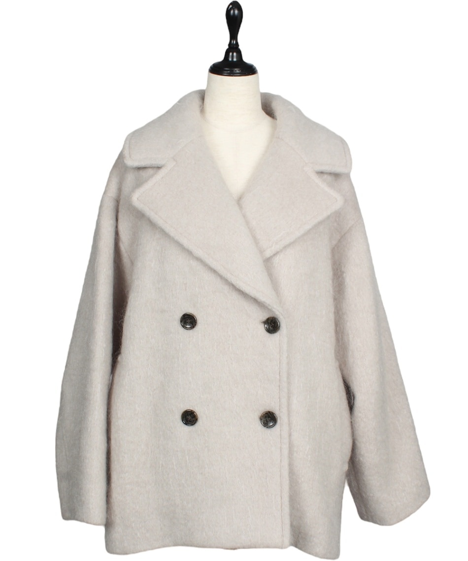 12Twelve Agenda モヘヤシャギーPコート（アイボリー） SALE】モヘヤ