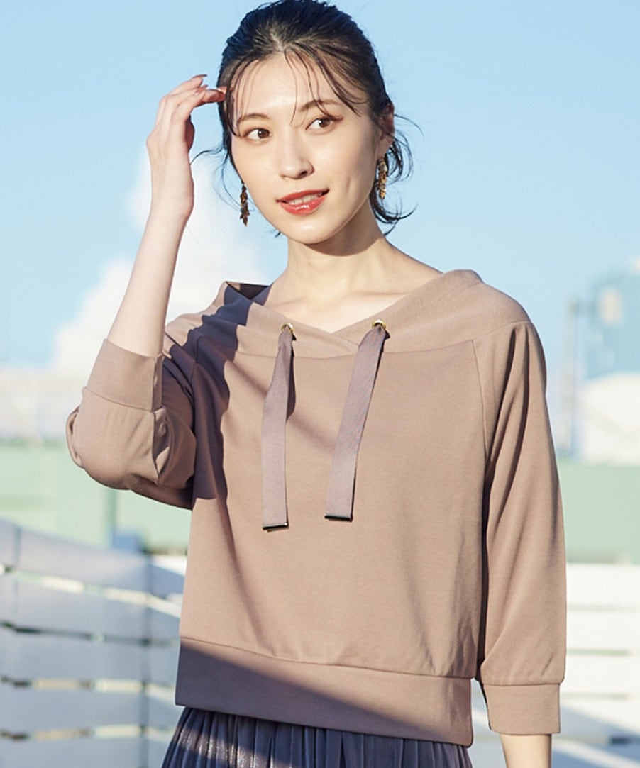 フード風7分袖プルオーバー - 12Twelve Agenda(トゥエルブアジェンダ